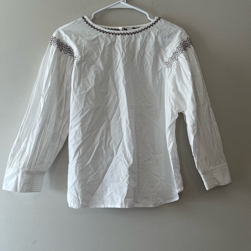 Madewell Embroidered Poplin Balloon-Sleeve Top size S - Picture 2 of 12